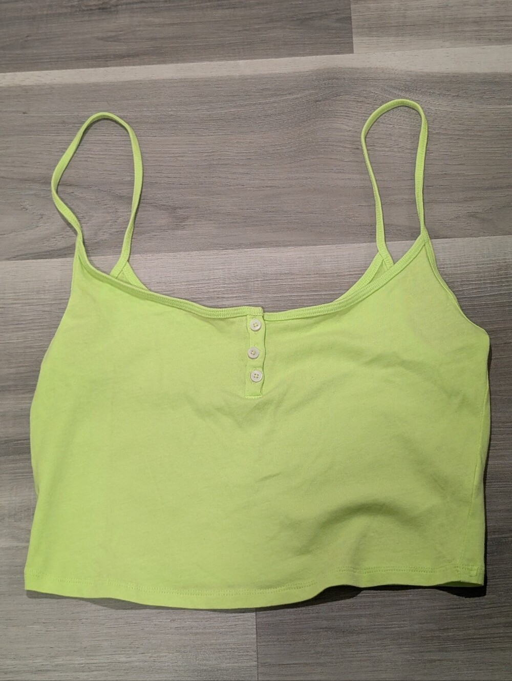 Offline by Aerie | Henley Scoop Neck Cropped Cami Tank Top In Neon Lime Green
